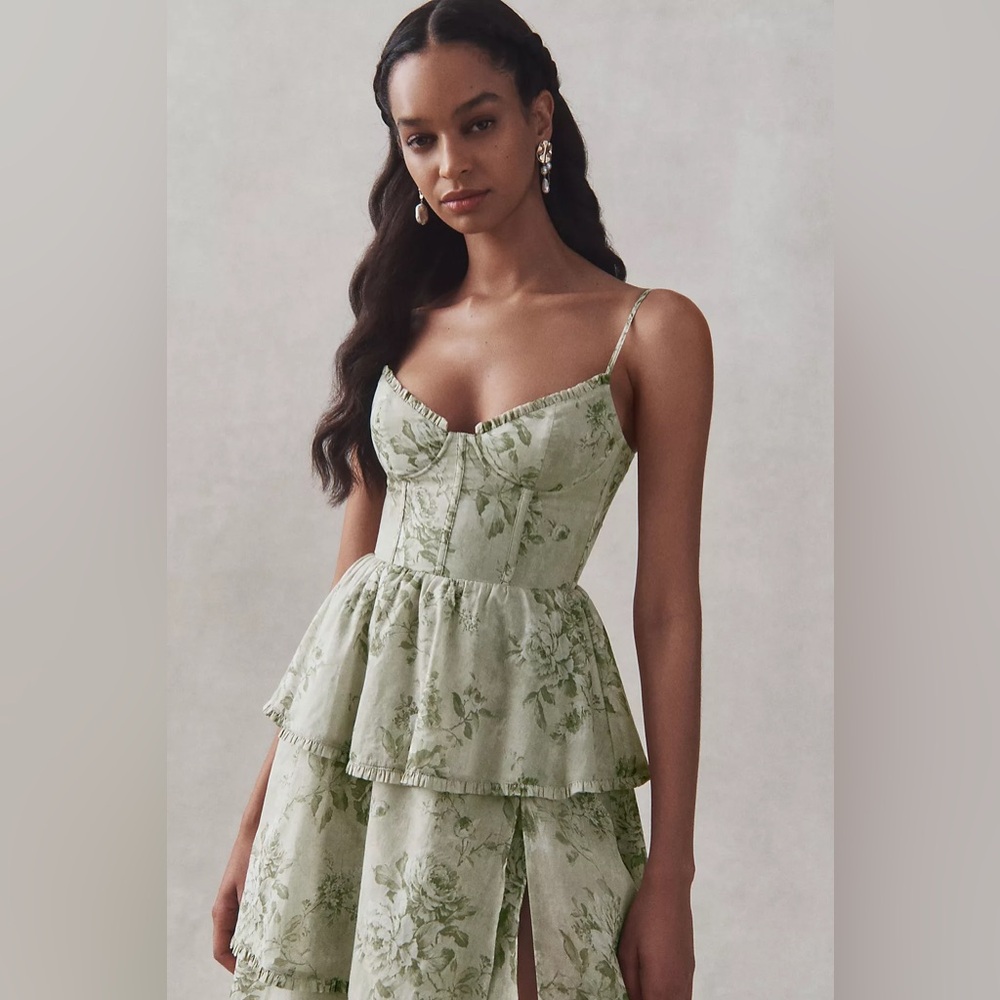 V. Chapman Caterina Corset Ruffle Dress - Sage Green - size 10 - NWT - Picture 5 of 9